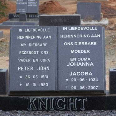 KNIGHT Peter John 1931-1993 &amp; Johanna Jacoba 1934-2007