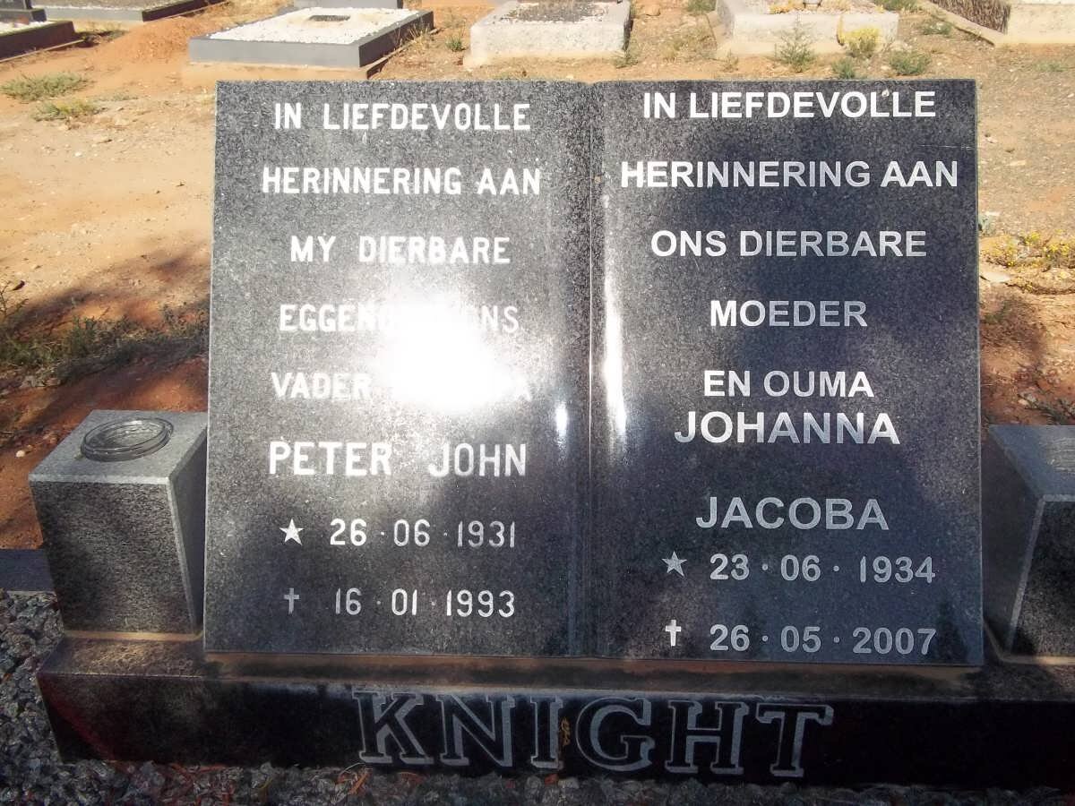 KNIGHT Peter John 1931-1993 &amp; Johanna Jacoba 1934-2007