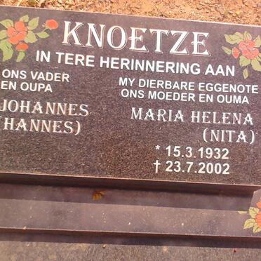 KNOETZE JOhannes &amp; Maria Helena 1932-2002