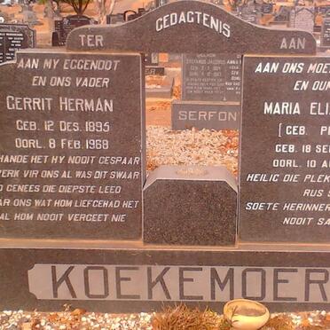 KOEKEMOER Gerrit Herman 1895-1968 &amp; Maria Elizabeth PRINS 1888-1978