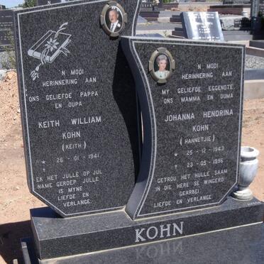 KOHN Keith William 1941- &amp; Johanna Hendrina 1943-1996