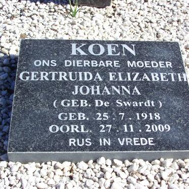KOEN Theunis Jacobus 1913-1979 &amp; Gertruida Elizabeth Johanna DE SWARDT 1918-2009