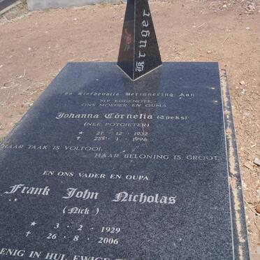 KRUGER Frank John Nicholas 1929-2006 &amp; Johanna Cornelia 1932-1996