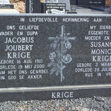 KRIGE Jacobus Joubert 1910-2000 &amp; Susanna Monica 1911-1995