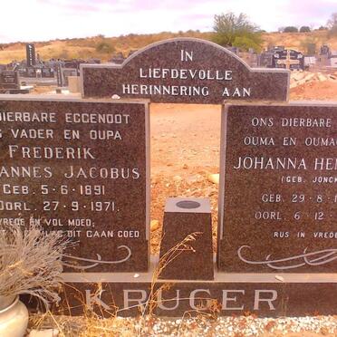 KRUGER Frederik Johannes Jacobus 1891-1971 &amp; Johanna Hendrina JONCK 1904-1974 