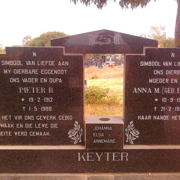 KEYTER Pieter B. 1912-1988 &amp; Anna M. BEKKER 1921-1998