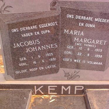 KEMP Jacobus Johannes 1905-1991 &amp; Maria Margaret THOMAS 1909-1998