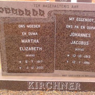 KIRCHNER Johannes Jacobus 1913-1991 &amp; Martha Elizabeth 1917-2001