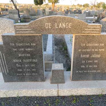 LANGE Barend Jacobus, de 1899-1958 & Martha Maria Albertina 1902-1961