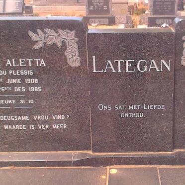 LATEGAN Louis 1899-1960 &amp; Jacomina Aletta DU PLESSIS 1908-1985