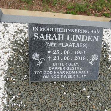 LINDEN Sarah nee PLAATJIES 1951-2018