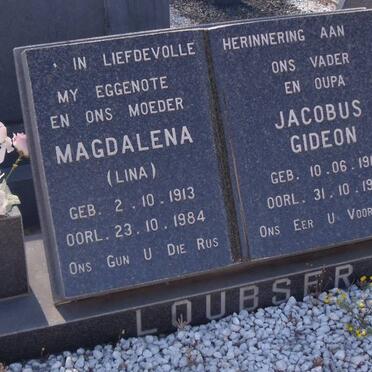 LOUBSER Jacobus Gideon 1914-1995 &amp; Magdalena 1913-1984