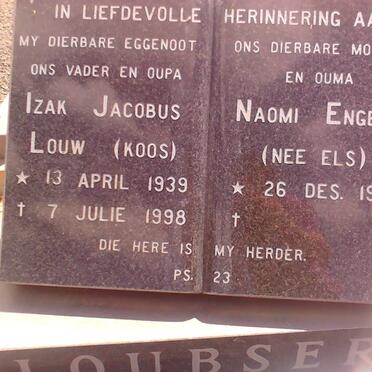 LOUBSER Izak Jacobus Louw 1939-1998 &amp; Naomi Engena ELS 1941-