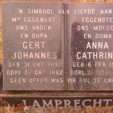 LAMPRECHT Gert Johannes 1892-1982 &amp; Anna Cathrina 1904-1984
