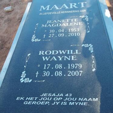 MAART Rodwill Wayne 1979-2007 :: MAART Jeanette Magdalene 1953-2010