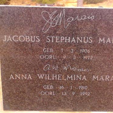 MARAIS Jacobus Stephanus 1906-1972 &amp; Anna Wilhelmina 1910-1992