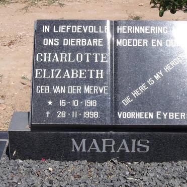 MARAIS Charlotte Elizabeth voorheen EYBERS nee VAN DER MERWE 1918-1998