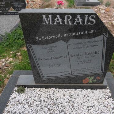 MARAIS Frans Johannes 1922-2012 & Hester Rosalie BOTHA 1926-2002