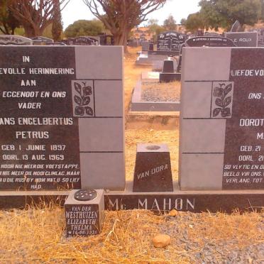 McMAHON Frans Engelbertus Petrus 1897-1969 &amp; Dorothea Anna Maria 1902-1976 :: VAN DER WESTHUIZEN  Elizabeth Thelma 1926-