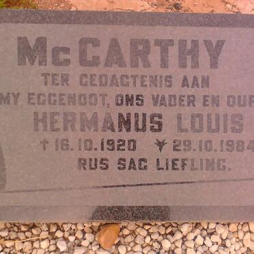 McCARTHY Hermanus Louis 1920-1984