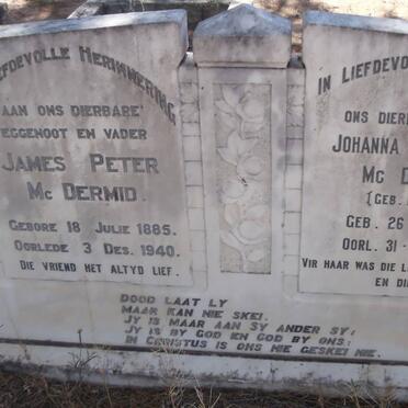 McDERMID James Peter 1885-1940 &amp; Johanna Wilhelmina LUTTIG 1891-1958