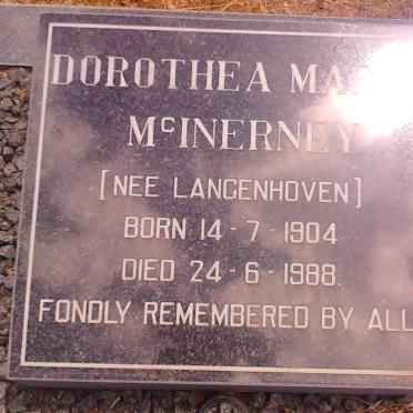 McINERNLY Dorothea Maria nee  LANGENHOVEN 1904-1988