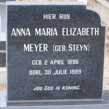 MEYER Anna Maria Elizabeth nee STEYN 1896-1989