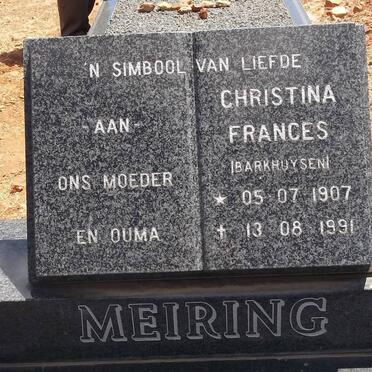 MEIRING Christina Francis nee BARKHUYSEN 1907-1991