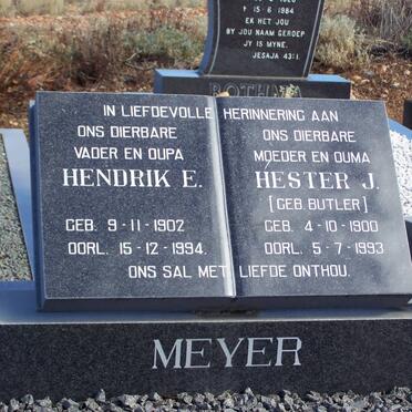 MEYER Hendrik E. 1902-1994 &amp; Hester J. BUTLER 1900-1993