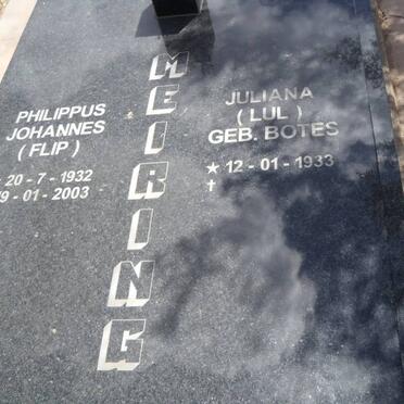 MEIRING Philippus Johannes 1932-2003 &amp; Juliana BOTES 1933-