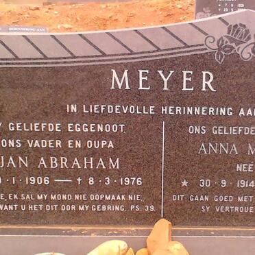 MEYER Jan Abraham 1906-1976 &amp; Anna Magaretha BOTHA 1914-1987