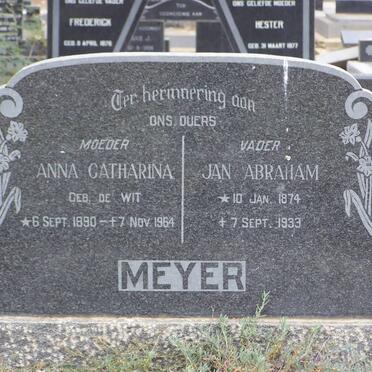 MEYER Jan Abraham 1874-1933 &amp; Anna Catharina DE WIT 1890-1964