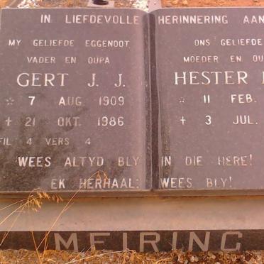 MEIRING Gert J.J. 1909-1986 &amp; Hester M. 1914-1999