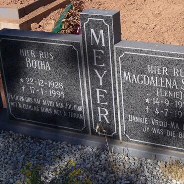 MEYER Botha 1928-1995 &amp; Magdalena Sophia 1935-1991