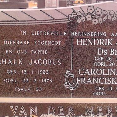 MERWE Schalk Jacobus, van der 1923-1973 :: VAN DER MERWE Hendrik Abraham 1961-2010