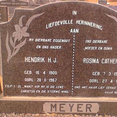 MEYER Hendrik H.J. 1900-1967 &amp; Rosina Catherina 1907-1994