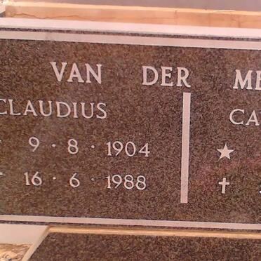 MERWE Claudius, van der 1904-1988 &amp; Catharina. E. 1914-1991