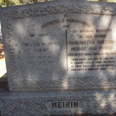 MEIRING Arnoldus Marthinus 1851-1930 &amp; Margaretha Marthina FOURIE 1866-1946