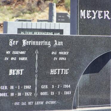 MEYER Bert 1902-1972 &amp; Hettie 1904-1989