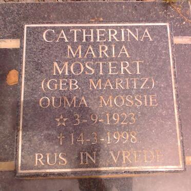 MOSTERT Catherina Maria nee MARITZ 1923-1998