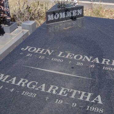 MOMMEN John Leonard 1920-1998 &amp; Margaretha 1923-1998