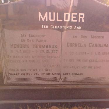 MULDER Hendrik Hermanus 1903-1977 &amp; Cornelia Carolina 1997-1984