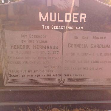 MULDER Hendrik Hermanus 1903-1977 &amp; Cornelia Carolina 1997-1984