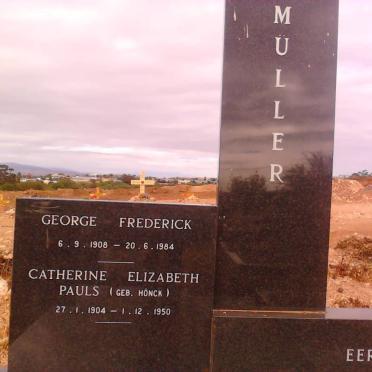 MULLER George Frederick 1908-1984 &amp; Catherine Elizabeth Pauls HONCK 1904-1950