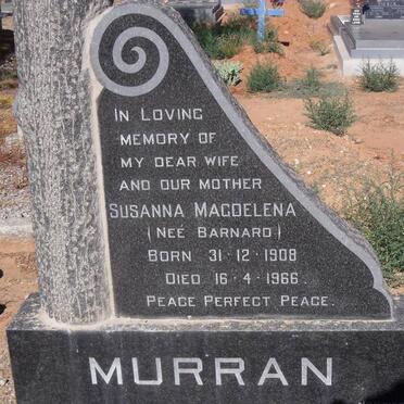 MURRAN Susanna Magdalena nee BARNARD 1908-1966