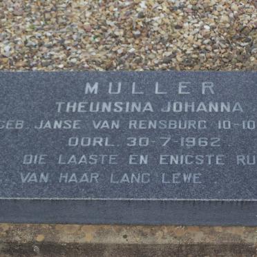 MULLER Theunsina Johanna nee JANSE VAN RENSBURG 1869-1962