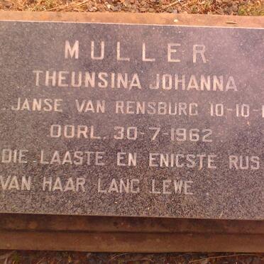 MULLER Theunsina Johanna nee JANSE VAN RENSBURG 1869-1962