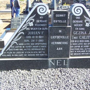 NEL Johan F. 1827-1980 &amp; Gezina J. CALITZ 1926-2001