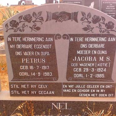 NEL Petrus 1917-1983 &amp; Jacoba M.S. WAGENER 1924-1985