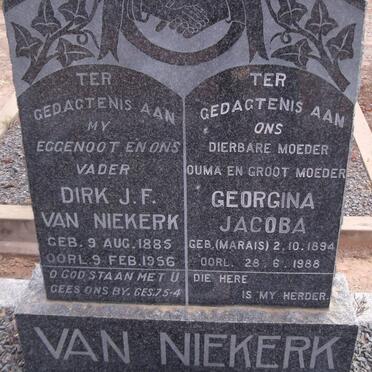 NIEKERK Dirk J.F., van 1885-1956 &amp; Georgina Jacoba MARAIS 1894-1988